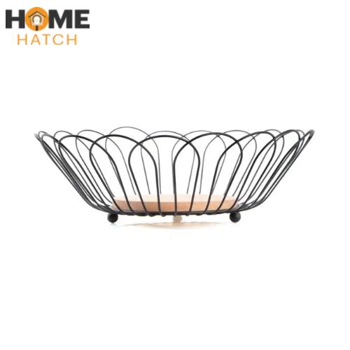 Metal fruit Baskets With Bamboo Base