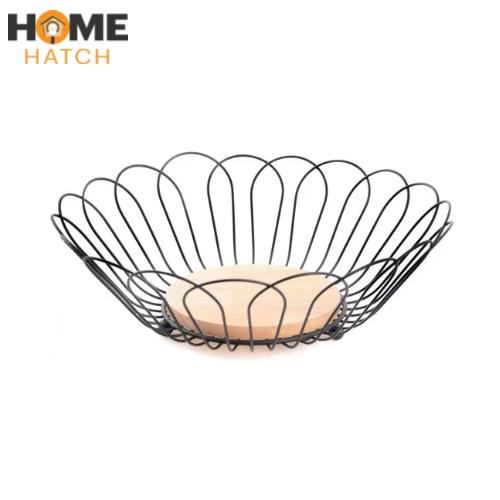 Metal fruit Baskets With Bamboo Base