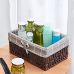 Wicker Storage Basket | Cloth Covered Braided | Set of 3