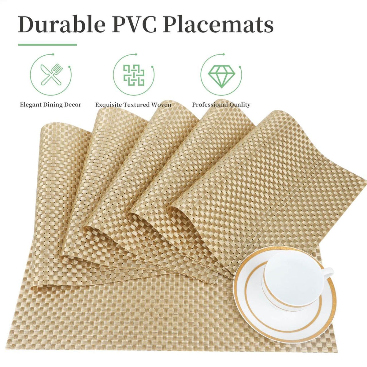 Woven PVC Table Placemats Set of 6