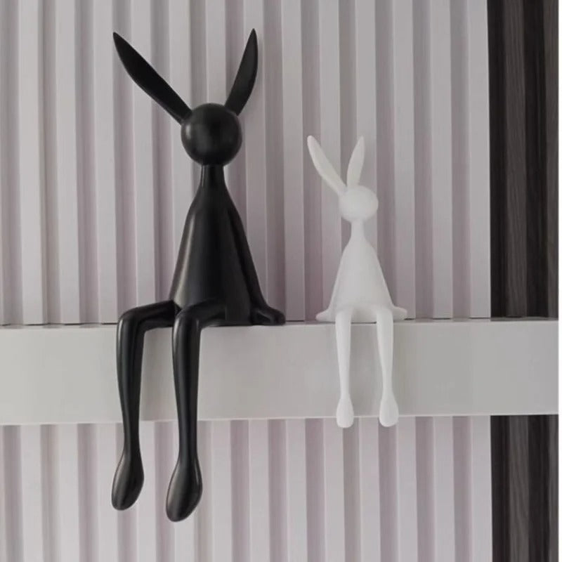 Sitting Bunny Table Ornament – Decorative Rabbit Figurine for Home Décor - Set of 3