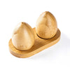 Bamboo Egg Salt & Pepper Shaker Set with Tray | Natural Kitchen Dining Decor