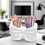 Bow Shape Ceramic Toothbrush Holder | Elegant Bathroom Organizer Cup