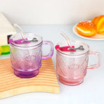 crown glass mug with lid and glass straw premium crystal drink cup
