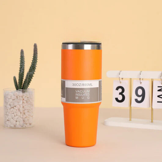 Vacuum Flask & Tumbler with Straw, Insulated Stainless Steel