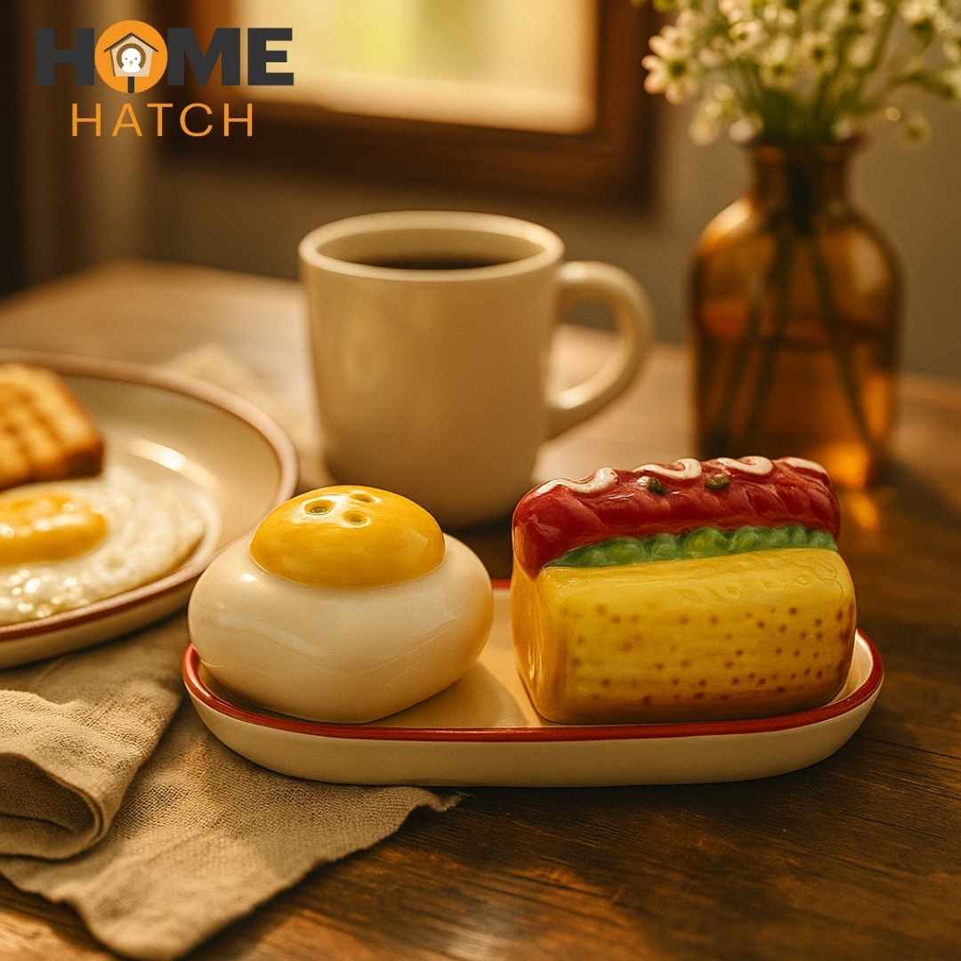 Egg And Hotdog Salt & Pepper Shaker Set – Cute Ceramic Shakers for Dining Table