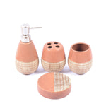 Black Self Textured With Wooden Pattern Bath Set - 4pcs - HomeHatchpk