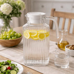 glass water jug with plastic lid 1.74L premium beverage pitcher for water juice and cold drinks glass water jug Pakistanglass beverage pitcher 1.74Lwater jug with lidjuice pitcher Pakistanglass serving jugbeverage pitcher with lidlemonade pitcher glassHome Hatch drinkwareglass water pitcherpremium beverage jug