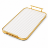 Gold Metal Serving Tray with Frosted Glass Base | Luxury Decorative Serving & Display Tray