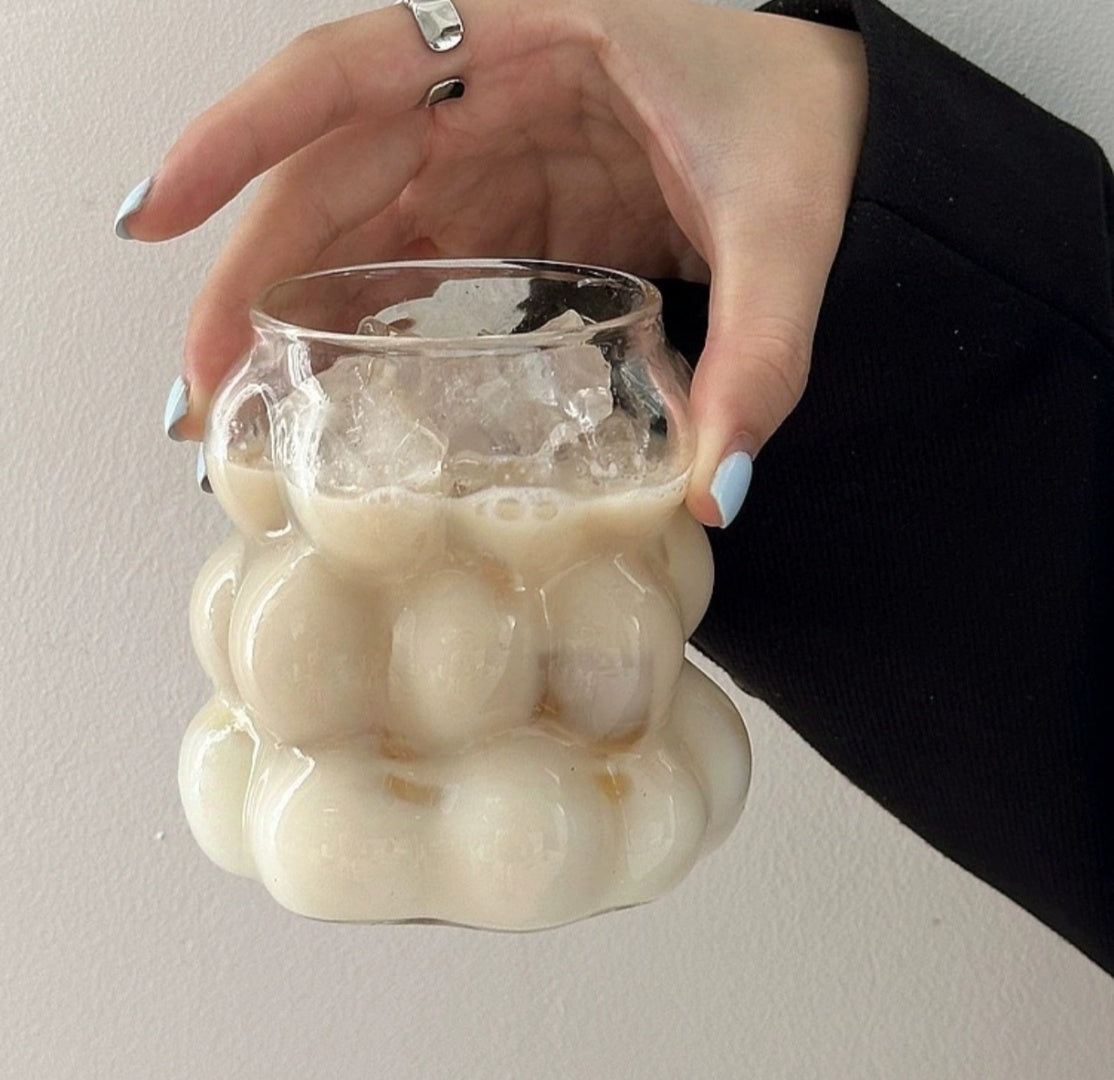 High borosilicate 12oz double-walled glass cup with elegant floral design – Home Hatch Pakistan