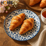 DANNY HOME Navy Blue Floral Flat Ceramic Plates – Multiple Sizes – Home Hatch Pakistan