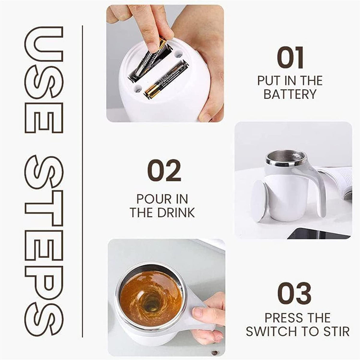 Magnetic Coffee Mug – 380ml Automatic Stirring Mug
