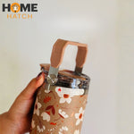 Sitarayuri Floral 40oz Stainless Steel 900ml Tumbler with Handle & Straw – Leakproof & Travel Friendly