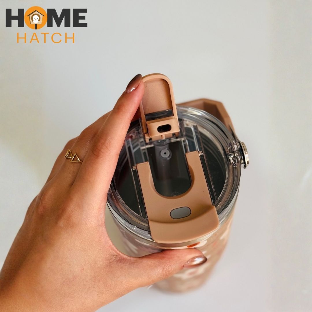 Sitarayuri Floral 900ml Stainless Steel Tumbler with Handle & Straw – Leakproof & Insulated Travel Cup – Home Hatch Pakistan