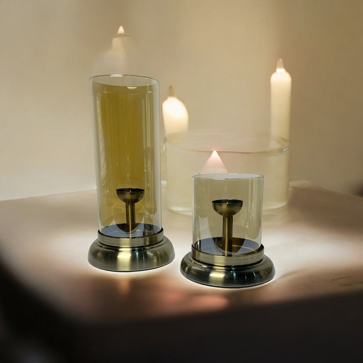 Noric Iron Art Glass Candle Holder Stand | Home Décor