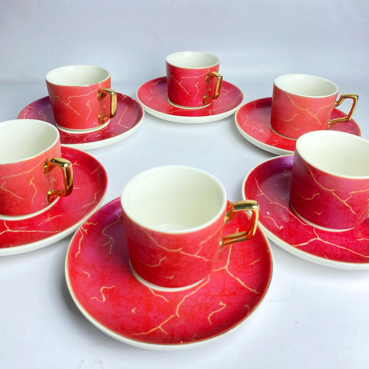 Luxury Marble PatternKehwa & Tea Porcelain Set - 12 Pcs