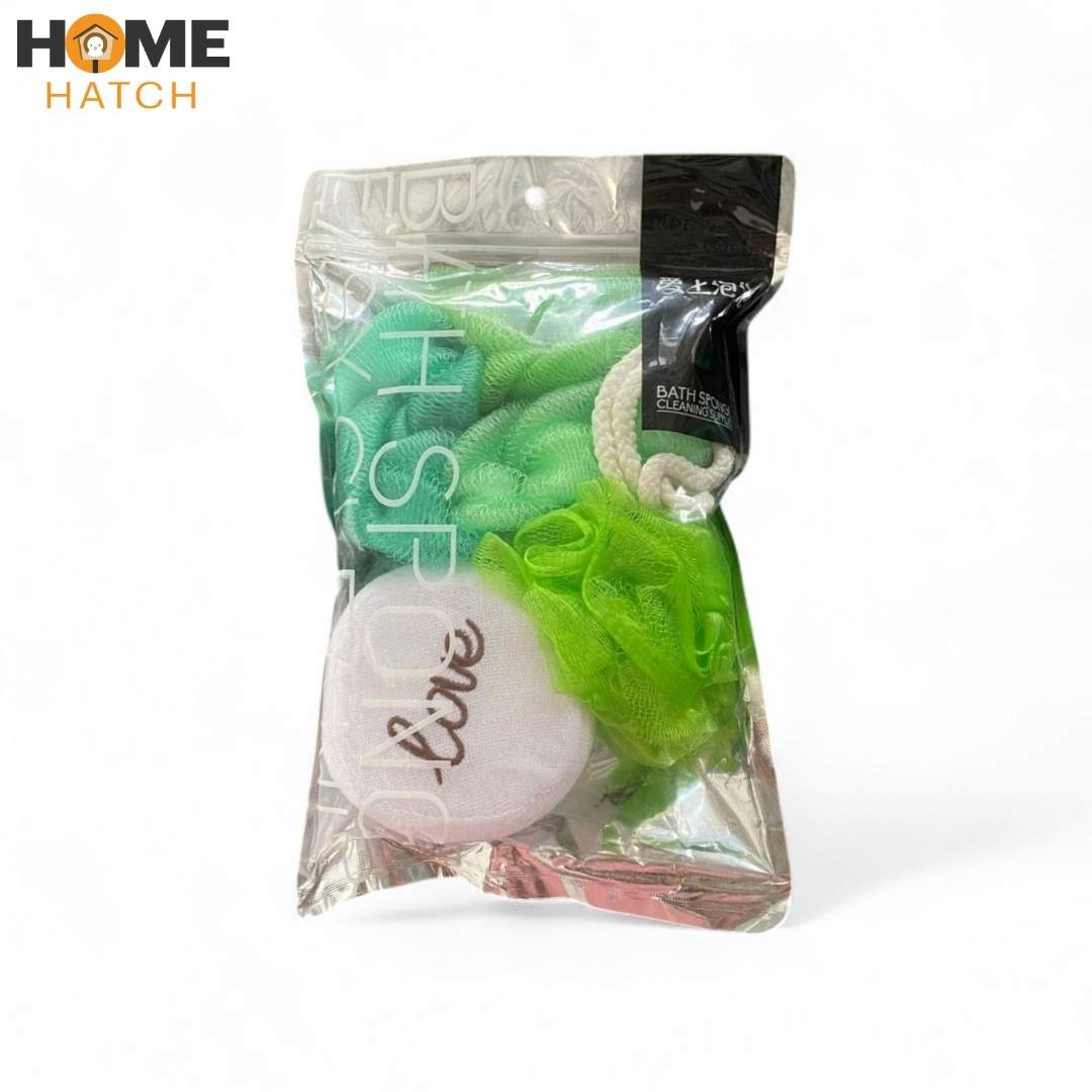 3pcs Shower Sponge Scrubbing Set | Shower Loofah