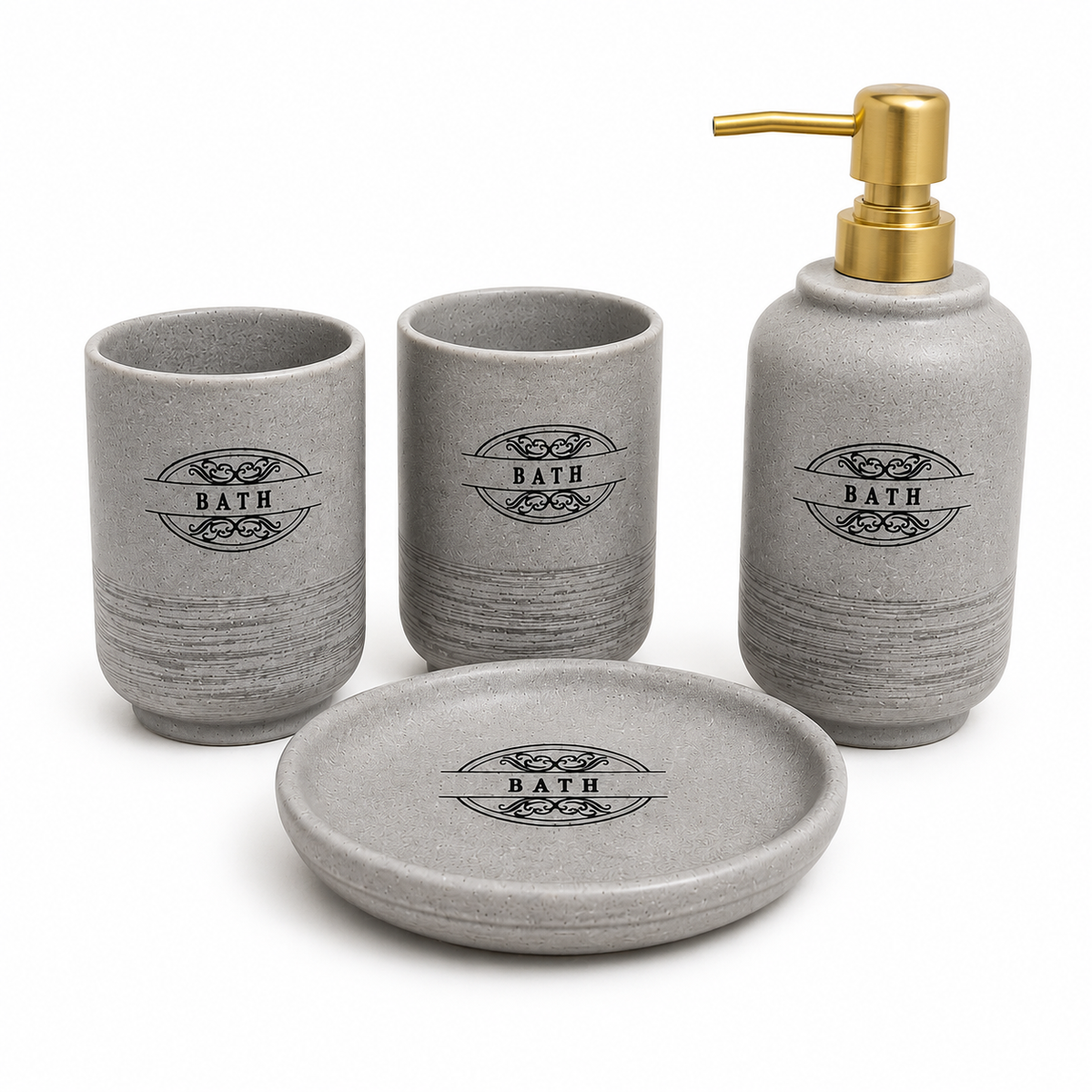 luxury stone finish bathroom accessories set 4 piece bathroom organizer collectionstone finish bathroom accessories setluxury bathroom accessories Pakistanbathroom organizer collectionstone texture bathroom décormodern bathroom accessory setluxury vanity organizerbathroom countertop accessoriesHome Hatch bathroom collectionpremium bathroom décor setcontemporary bathroom organizer