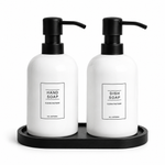 Minimalist Hand & Dish Soap Dispenser Set with Black Tray