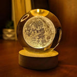 3D Galaxy Crystal Ball Night Light With Wooden Base - Small