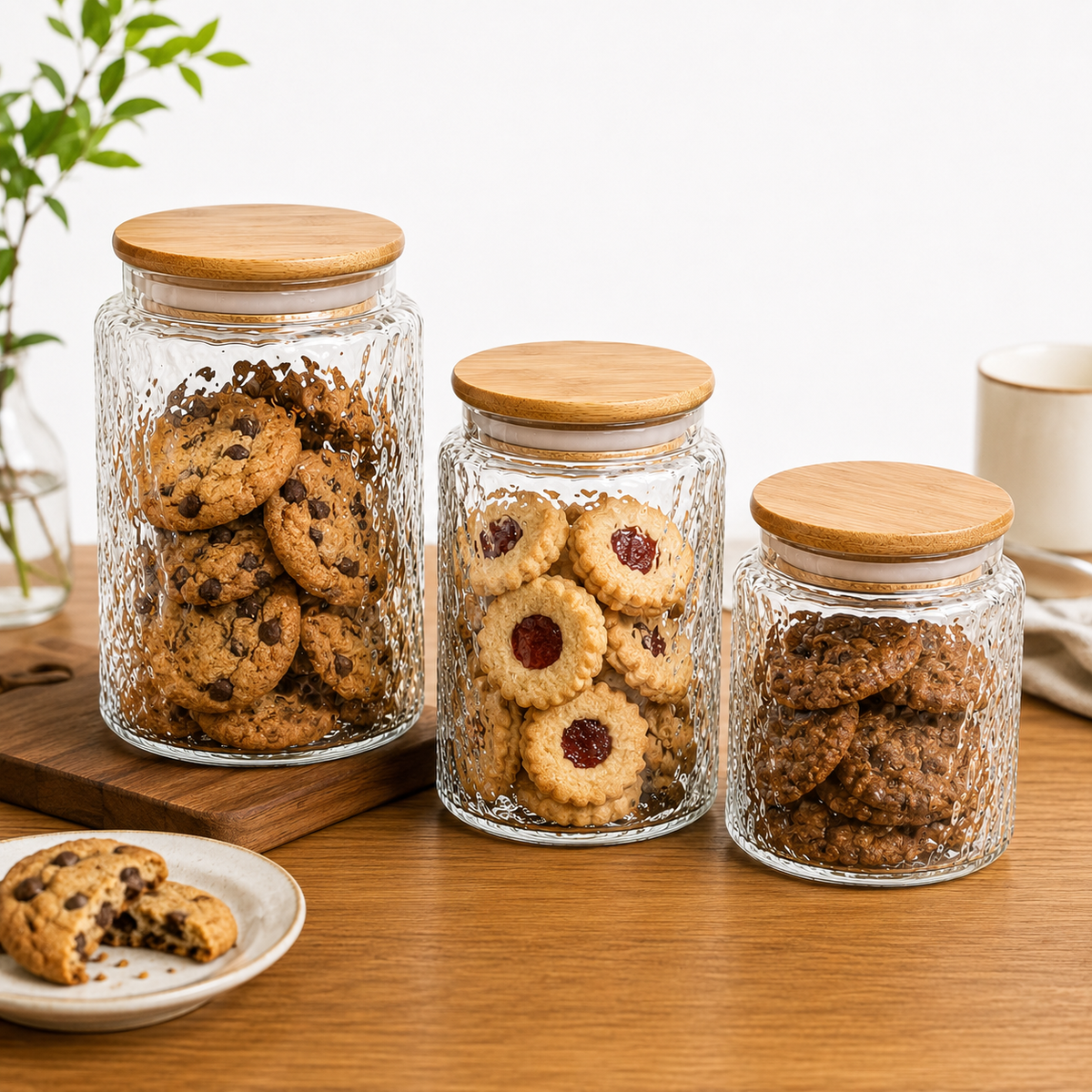 pebble airtight glass storage jars with bamboo lid premium kitchen storage container setglass storage jars with bamboo lidairtight glass storage jars Pakistankitchen storage container setpantry storage jarscoffee tea sugar storage jarsfood storage glass containersglass kitchen canistersbamboo lid glass jarsHome Hatch kitchen storageairtight pantry containers