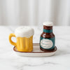 Premium Ceramic Salt & Pepper Shaker Set with Tray | Cute Beer Mug Design Seasoning Set