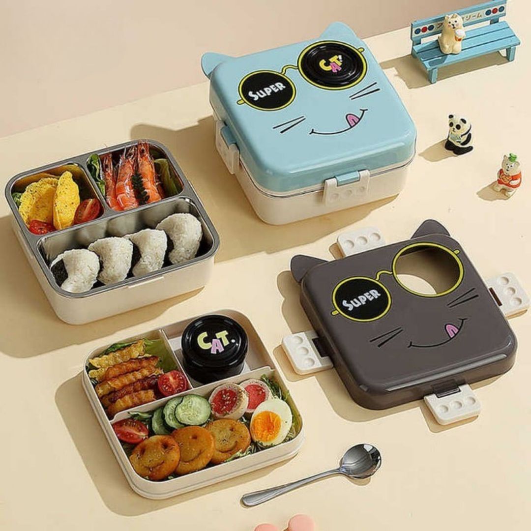 Cartoon Animal Lunch Box – Portable Kids Lunchbox with Compartments & Fun Character Designs
