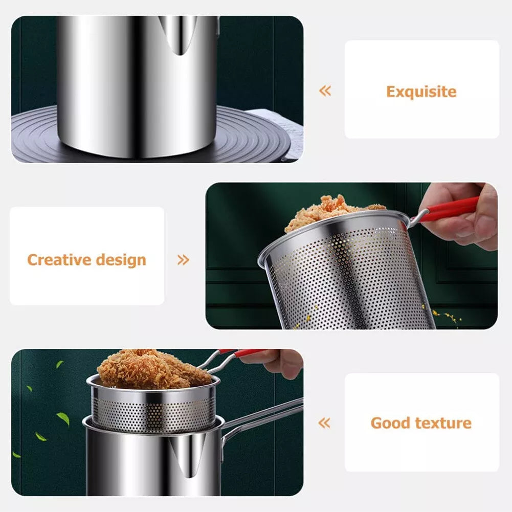 Multipurpose Deep Frying Pot Kitchen Fryer with Strainer