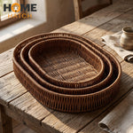set of 3 wicker storage baskets handwoven natural organizer for home decor and storage – Pakistan