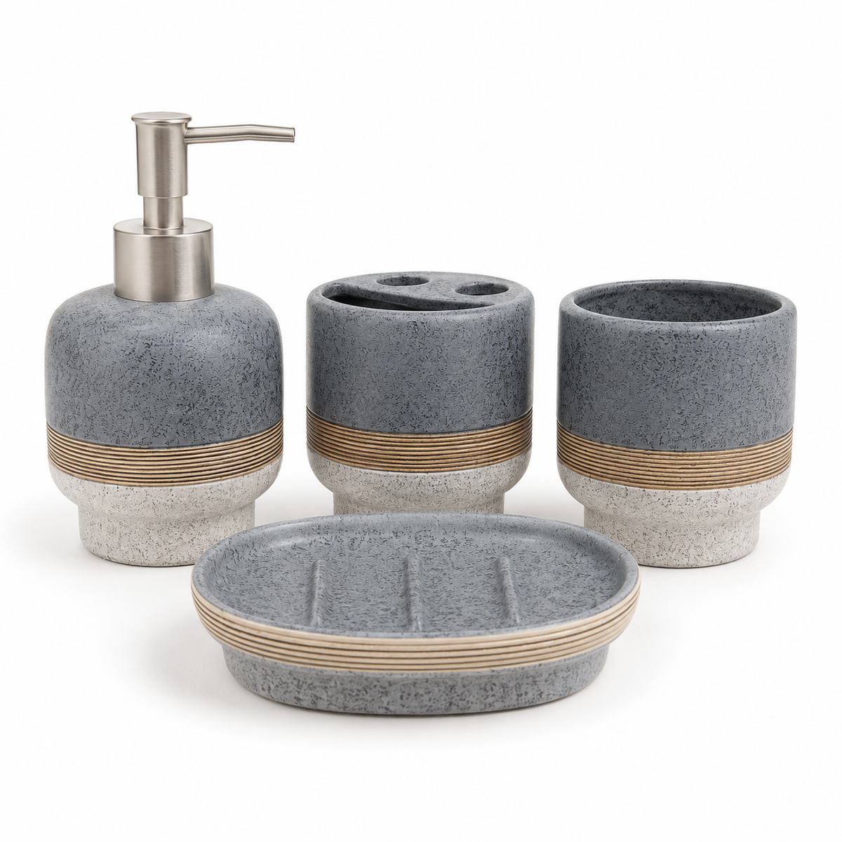stone ceramic bathroom accessories set 4 piece modern vanity collectionstone ceramic bathroom accessories setmodern bathroom accessories Pakistanceramic vanity collectionstone finish bathroom décorluxury bathroom organizer setbathroom countertop accessoriesmodern ceramic bathroom setHome Hatch bathroom collectionspa inspired bathroom décorvanity organizer set Pakistan
