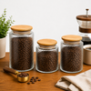 Textured Airtight Glass Storage Jars with Bamboo Lid | Premium Kitchen Storage Container Set
