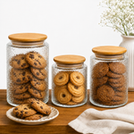 textured airtight glass storage jars with bamboo lid premium kitchen storage container settextured glass storage jarsairtight glass jars with bamboo lidkitchen storage container set Pakistanpantry storage jarscoffee tea sugar storage jarsfood storage glass containersdecorative glass kitchen canistersbamboo lid storage jarsHome Hatch kitchen storageairtight pantry containers