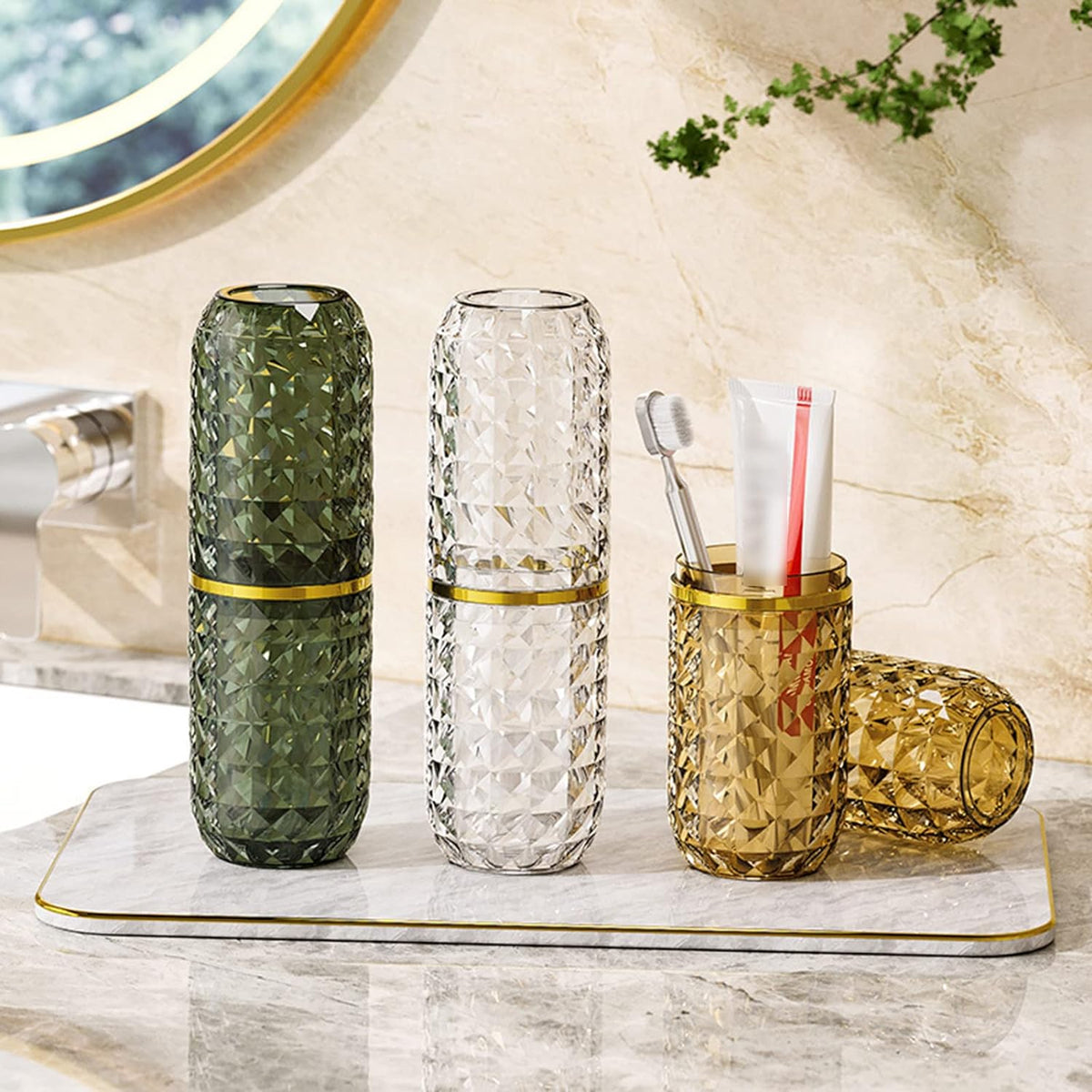 Geometric Pattern Travel Toothbrush Holder | Bathroom Accessories
