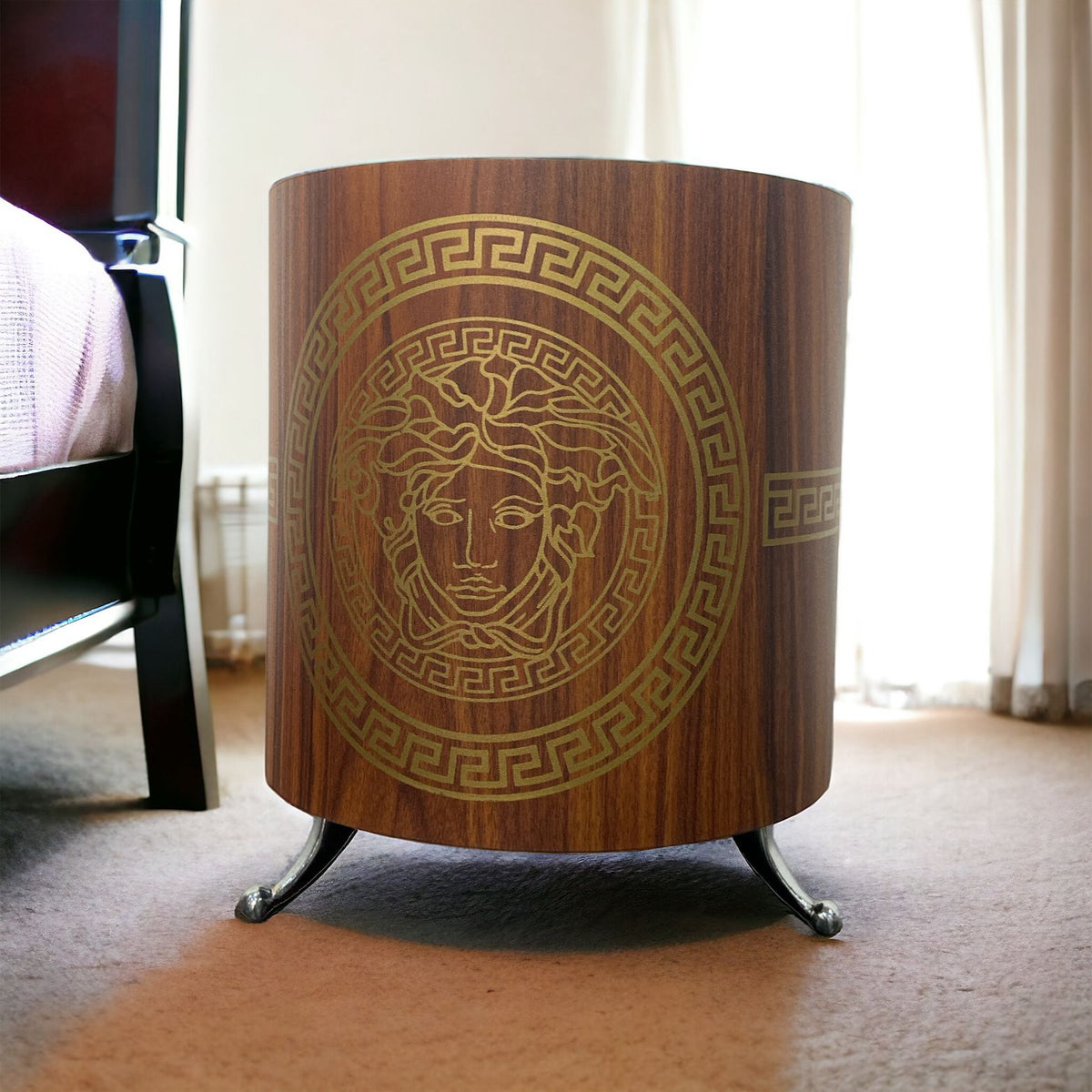 Versace Logo Wooden Tissue Box & Dust Bin - Home Hatch