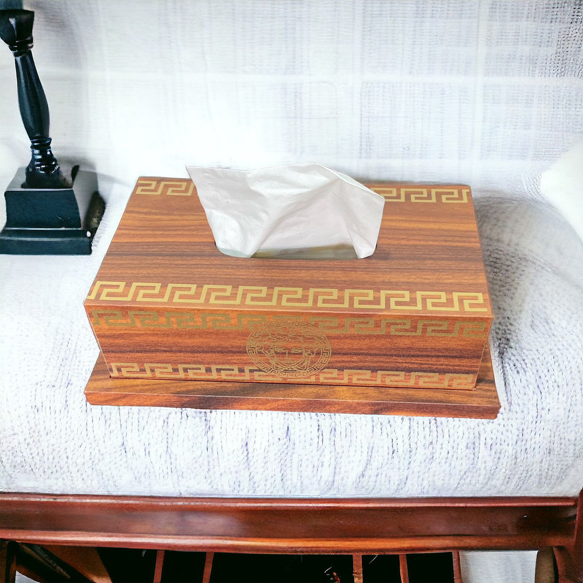 Versace Logo Wooden Tissue Box & Dust Bin - Home Hatch