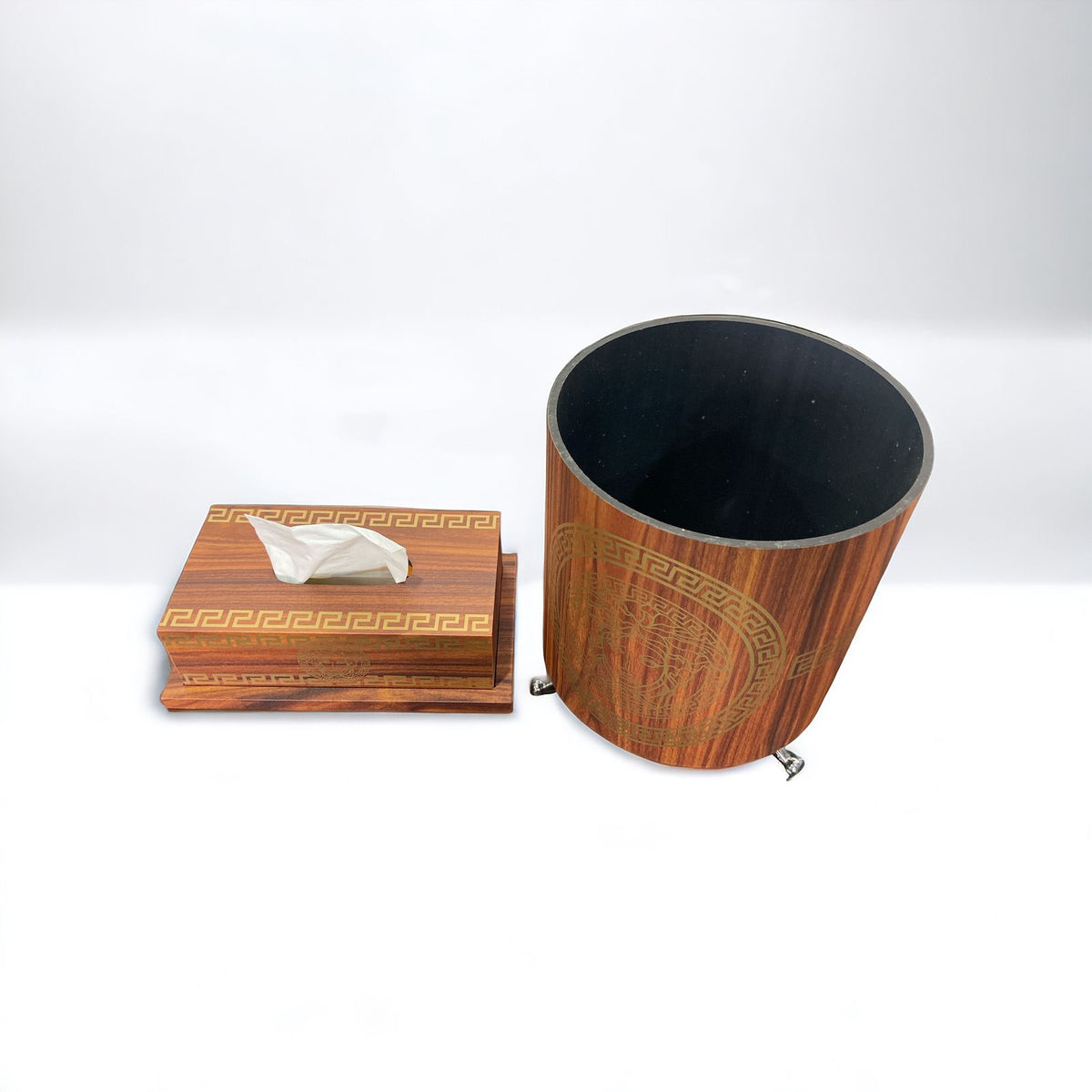Versace Logo Wooden Tissue Box & Dust Bin - Home Hatch