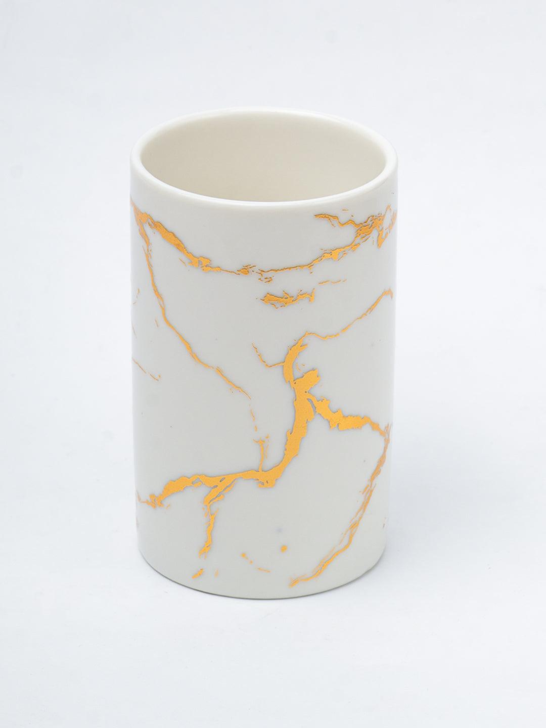 White Gold Marble Design Bath Set - 4pcs