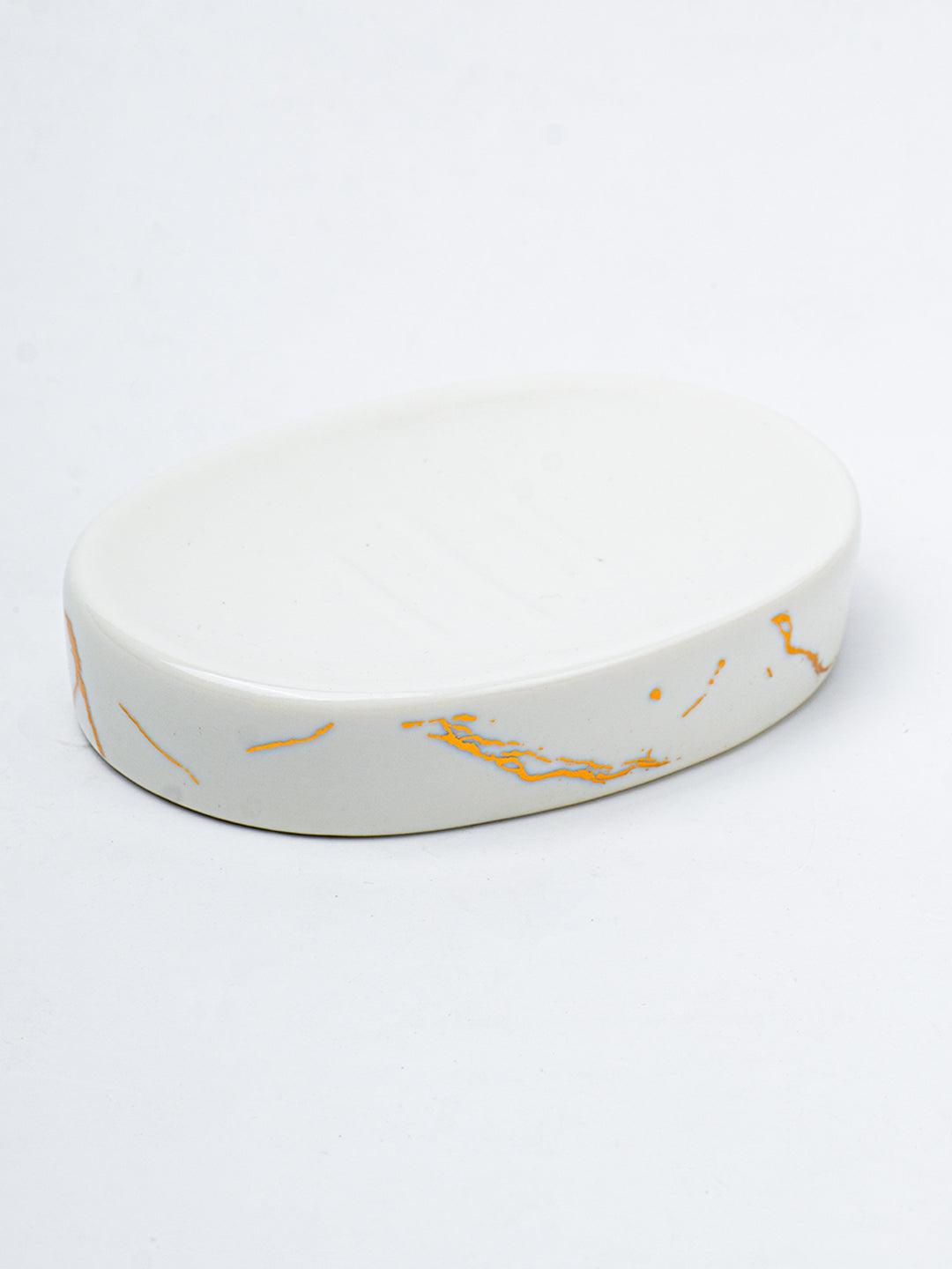 White Gold Marble Design Bath Set - 4pcs