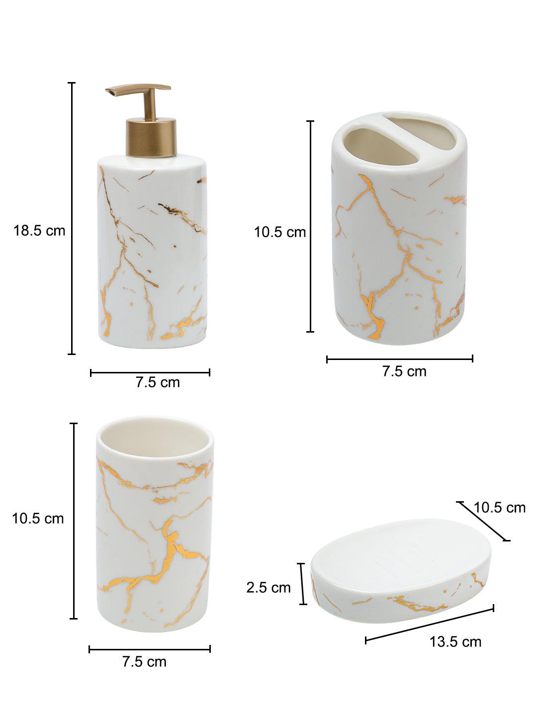 White Gold Marble Design Bath Set - 4pcs