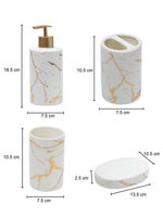 White Gold Marble Design Bath Set - 4pcs