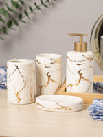 White Gold Marble Design Bath Set - 4pcs