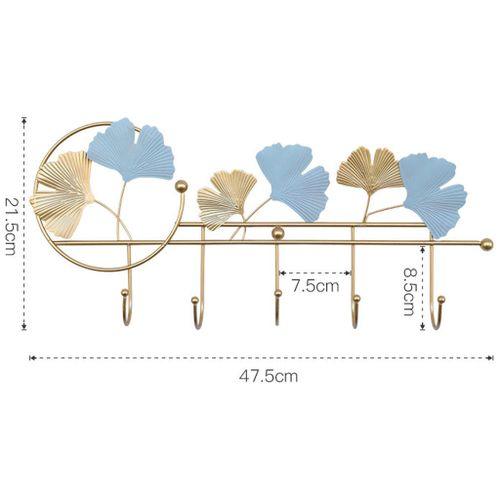 Gold And Turquoise Leaf Multiple Wall Hanging Hooks - HomeHatchpk
