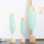 Nordic Turquoise Feather Leaf Desktop Ornament | Home Décor