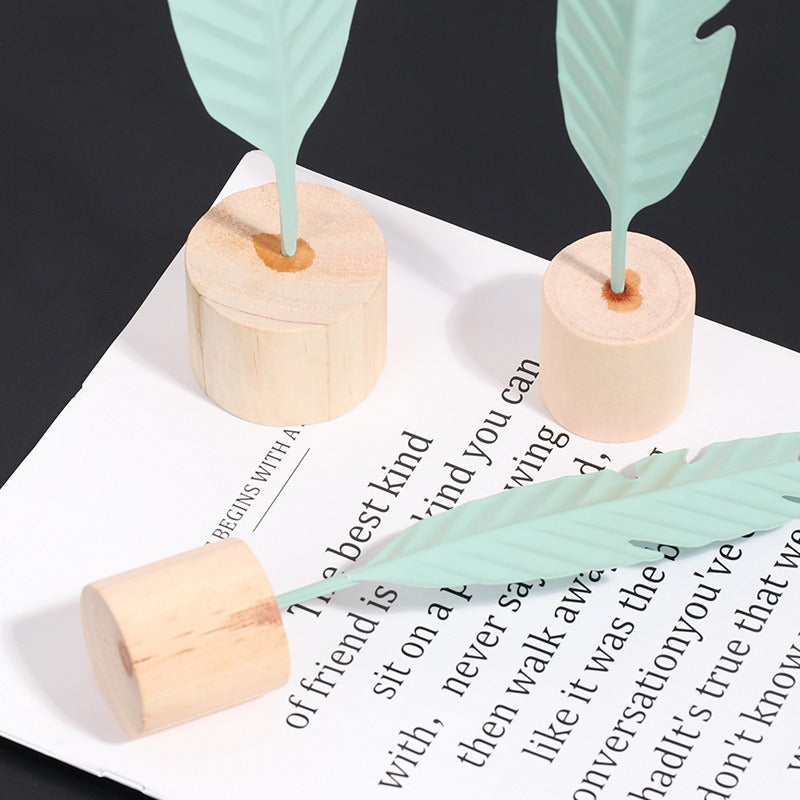 Nordic Turquoise Feather Leaf Desktop Ornament | Home Décor
