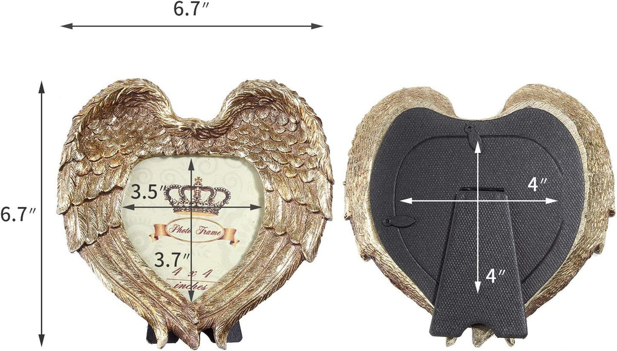 Golden Heart Angel Wing Picture Frame