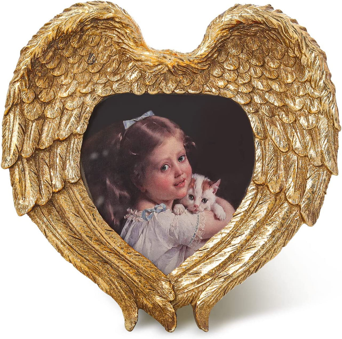 Golden Heart Angel Wing Picture Frame