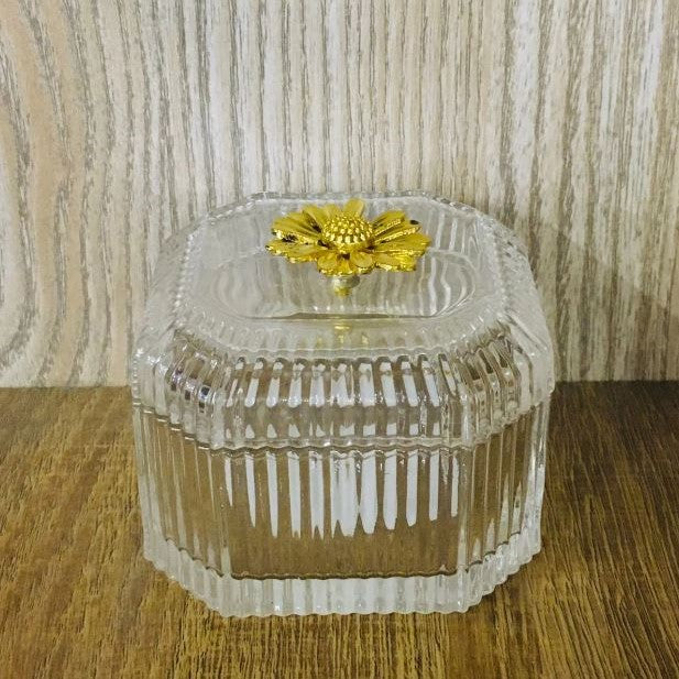 Petal Lid Glass Candy Jar | Storage Jar | Center Piece