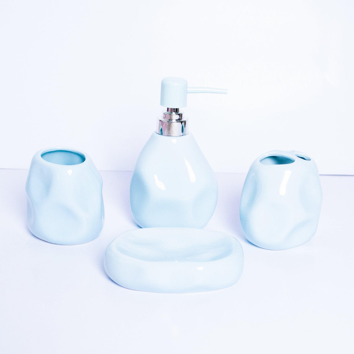 Sky blue Sea Rock Design Bath Set - 4pcs - HomeHatchpk