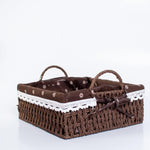 Square Cloth Covered Braided Basket | Bread Basket | Set of 2 - HomeHatchpk
