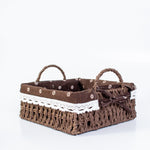 Square Cloth Covered Braided Basket | Bread Basket | Set of 2 - HomeHatchpk